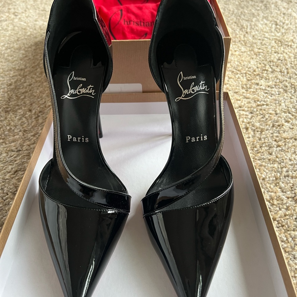 Christian Louboutin Black Patent Leather Heels - Picture 1 of 7